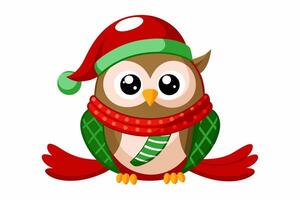 Adorable Christmas Owl Graphics for Holiday Design Projects Ideal for Logos, Illustrations, Gift Tags, and Unique Seasonal Branding to Add a Touch of Festive Cheer to Your Work vector