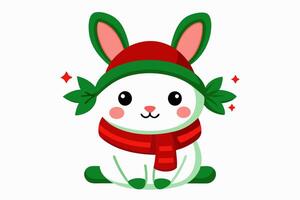 Adorable Christmas Rabbit Graphics for Holiday Design Projects Ideal for Greeting Cards, Logos, Illustrations, Gift Tags, and Unique Seasonal Branding to Add Festive Cheer to Your Creations vector