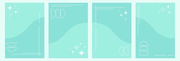 Y2K curvy backgrounds, text boxes, cards with stars and blinks and frames. illustration, backdrop set. vector