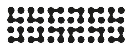 Connected dots sign. Innovation abstract symbol. Circles organic patterns. Metaball icon. Point movement. Connected blobs. Metaballs transition. Flat logos. vector