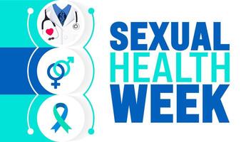 Sexual Health Week is observed every year in September. Holiday concept. Template for background, banner, card, poster, placard, design template with unique shapes with standard color. vector