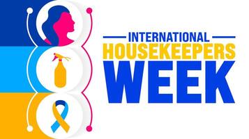 International Housekeepers Week is observed every year in September. Holiday concept. Template for background, banner, card, poster, placard, design template with unique shapes with standard color. vector