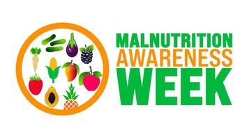 Malnutrition Awareness Week is observed every year in September. Holiday concept. Template for background, banner, card, poster, placard, design template with unique shapes with standard color. vector