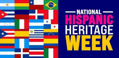 National Hispanic Heritage Week is observed every year in September. Holiday concept. Template for background, banner, card, poster, placard, design template with unique shapes with standard color. vector