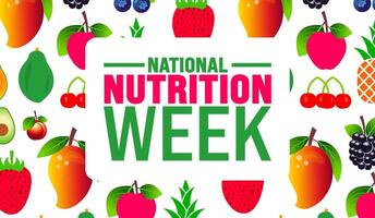 National Nutrition Week is observed every year in September. Holiday concept. Template for background, banner, card, poster, placard, design template with unique shapes with standard color. vector