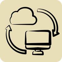 Icon Backup Data. related to Network symbol. hand drawn style. simple illustration vector