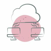 Icon Cloud Connection. related to Network symbol. Color Spot Style. simple illustration vector