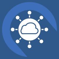 Icon Cloud Network. related to Network symbol. long shadow style. simple illustration vector