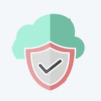 Icon Cloud Security. related to Network symbol. doodle style. simple illustration vector