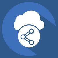 Icon Cloud Share. related to Network symbol. long shadow style. simple illustration vector