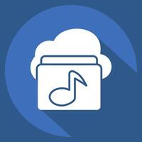 Icon Cloud Music. related to Network symbol. long shadow style. simple illustration vector