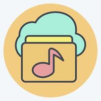 Icon Cloud Music. related to Network symbol. color mate style. simple illustration vector