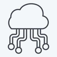 Icon Cloud Hosting. related to Network symbol. line style. simple illustration vector