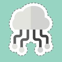 Sticker line cut Cloud Hosting. related to Network symbol. simple illustration vector