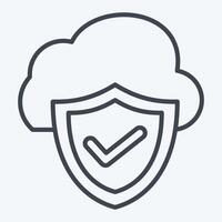 Icon Cloud Security. related to Network symbol. line style. simple illustration vector