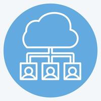 Icon Cloud Team. related to Network symbol. blue eyes style. simple illustration vector