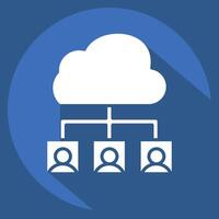 Icon Cloud Team. related to Network symbol. long shadow style. simple illustration vector