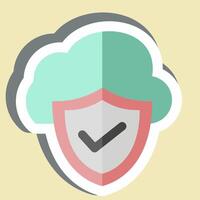 Sticker Cloud Security. related to Network symbol. simple illustration vector