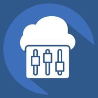 Icon Cloud Setting. related to Network symbol. long shadow style. simple illustration vector