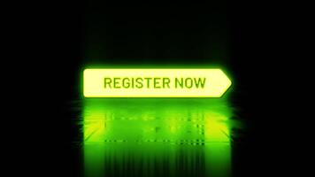 Animation text of Register Now neon green glitch text video