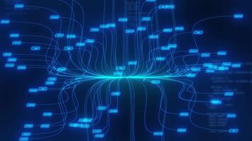 AI Data flow concept analyzing and artificial intelligence on virtual screen. video