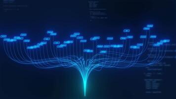 AI Data flow concept analyzing and artificial intelligence on virtual screen. video