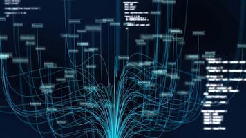 AI Data flow concept analyzing and artificial intelligence on virtual screen. video
