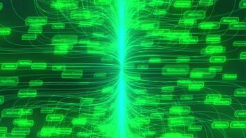 AI Data flow concept analyzing and artificial intelligence on virtual screen. video
