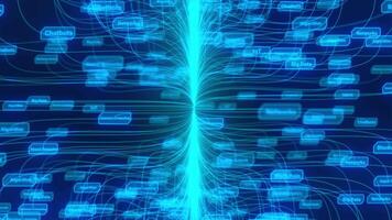 AI Data flow concept analyzing and artificial intelligence on virtual screen. video
