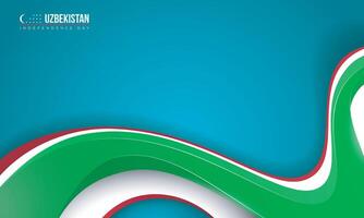 Uzbekistan independence day template with Blue background design with waving 3d green shape on white ribbon. good template for national day design vector