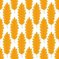 A pattern of orange leaves is shown on a white background. The leaves are stylized and appear to be drawn rather than photographed. Scene is warm and inviting, evoking the feeling of autumn vector