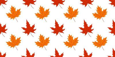 A pattern of orange and red leaves is shown on a white background. The leaves are stylized and appear to be floating in the air. Scene is warm and inviting, evoking the feeling of autumn vector