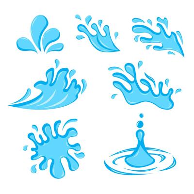 Splash water set on white background