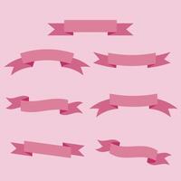 Set of colorful ribbons on a pink background vector