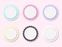 set of blank labels isolated on pink color vector