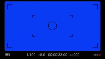 Camera viewfinder recording display and Blue screen background footage. Screen of recorder digital display with photo camera frame overlay. Live cam cctv mobile phone cam Chroma key interface. video