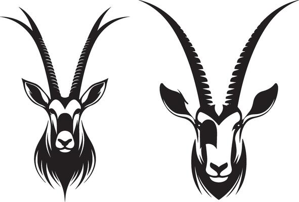 A Scimitar-horned Oryx head design on white background