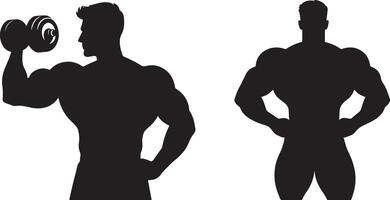 Bodybuilder silhouette with a white background vector