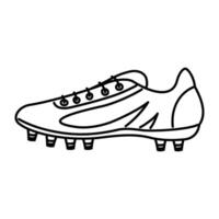 A black and white icon of a football or soccer cleat. The side view of a cleat with laces and studs. For sports related projects, logos, or educational materials. vector