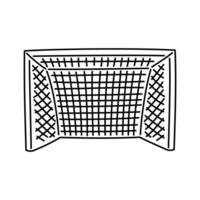 Black outline soccer goal hand drawn. Professional soccer equipment with posts and net for training, learning and playing. vector