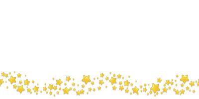 Seamless yellow border with stars on transparent background. Frame with small and large stars and shadow creating a decorative pattern on a white background vector