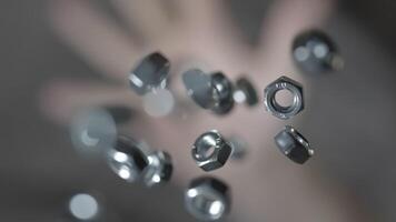 Bolts in macro in slow motion video