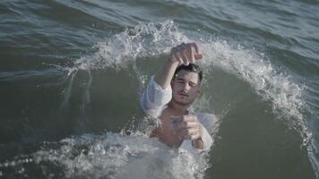 Man Struggling in Water. Captivating Emotional Visual video