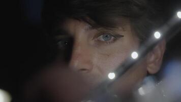 Man's eye view with lights moving in front video