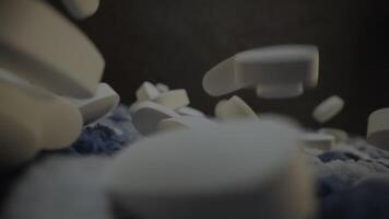 flotante tabletas con fármaco y cuidado de la salud palabras clave en resumen superficie video