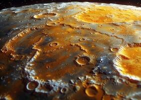 Mercury's cratered surface. A close-up of Mercury with craters on its surface photo
