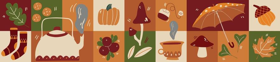 Geometric autumn pattern. Background of cozy fall. Autumn texture for Thanksgiving, harvest and autumn. vector