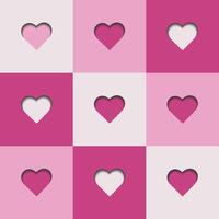 Love pattern with hearts in paper cut style. Valentines day background vector