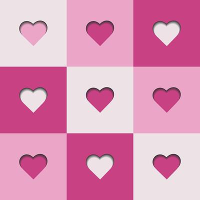 Love pattern with hearts in paper cut style. Valentines day background