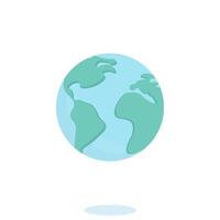 Planet Earth with shadow on white background. Isolated object. Flat illustration vector